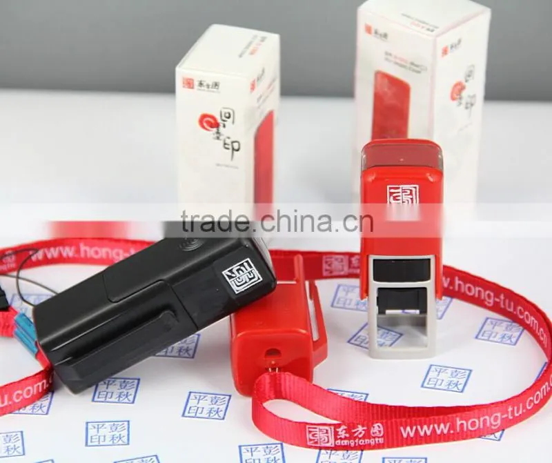 Offer Pomotional Items for Office Mini Plastic Stamper Self-inking Stamps With lanyards
