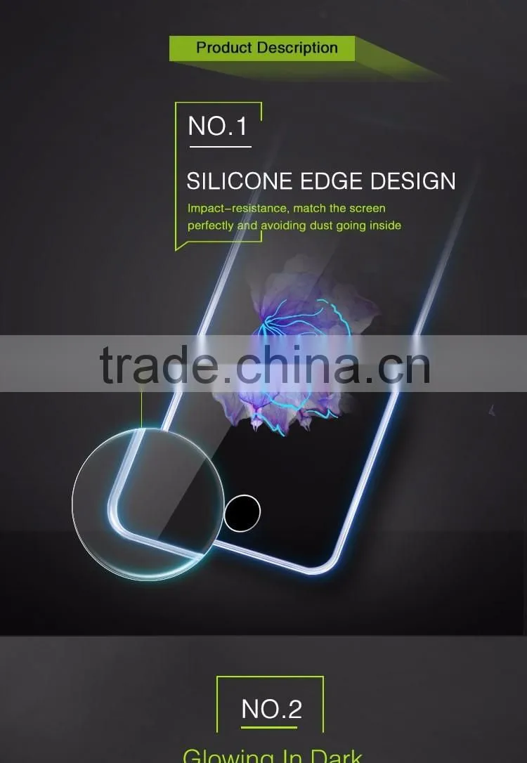 Silicone Edge Design For Iphone 6 Tempered Glass Screen Protector Glow In The Dark