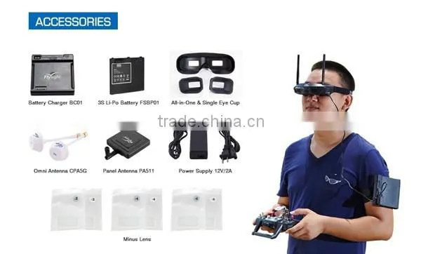 H1918 New Arrival Flysight SPX01 Picture in Picture FPV Goggles with Charger & Battery and Power Supply