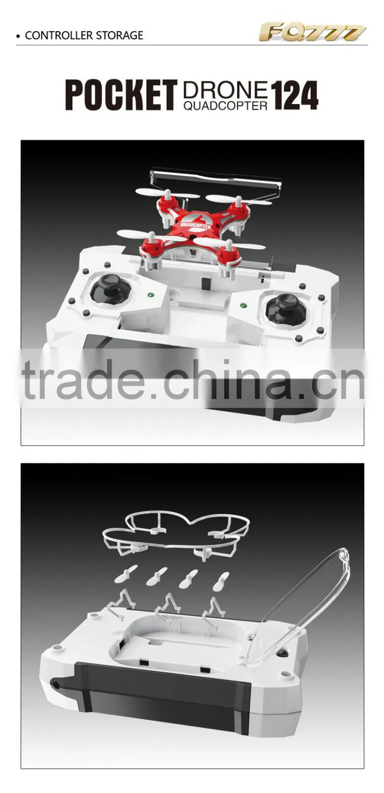 FQ777 -124 Pocket Drone Quadcopter With Switchable Controller