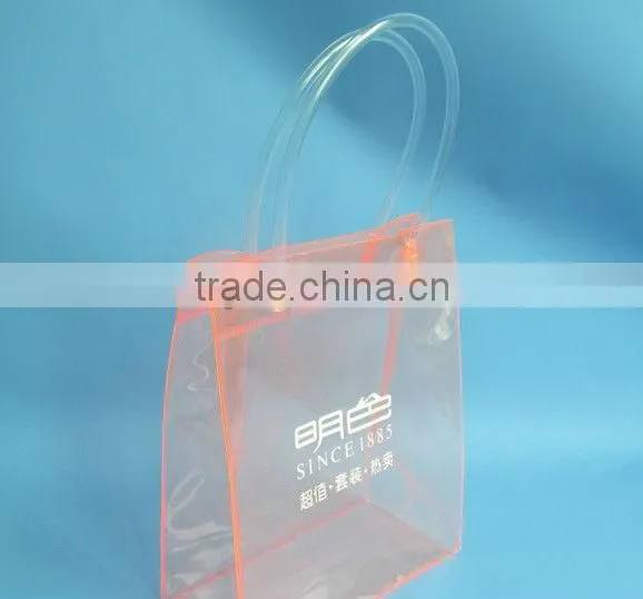 Die-cut PVC plastic handle bag with button for shopping/gift