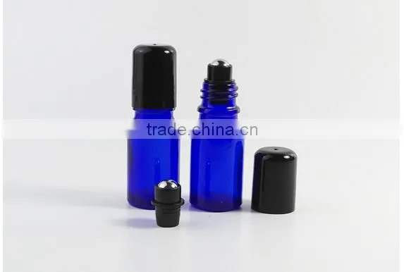10ml perfume roller ball bottle Blue glass stainless steel bead bottle