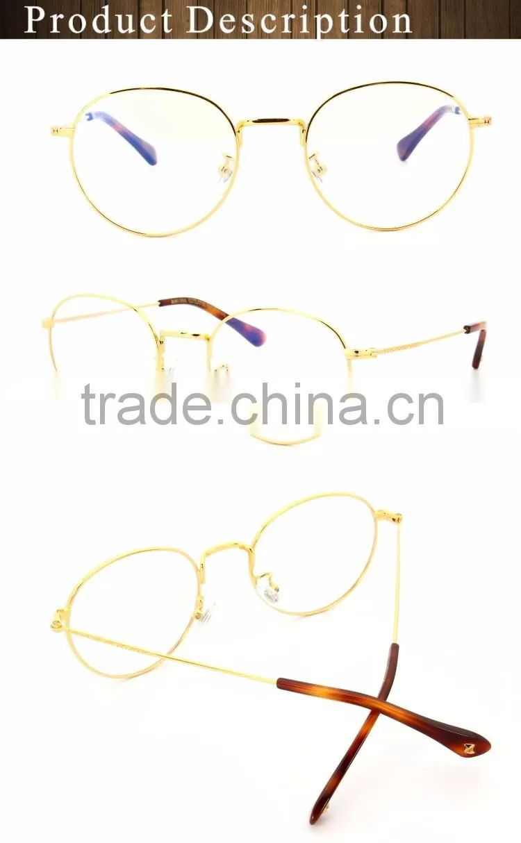 GB103 Simple vintage style round golden metal frame reading glasses