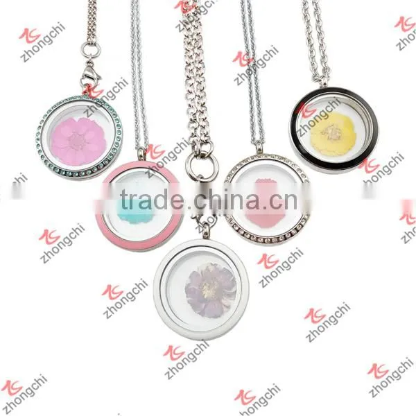 Floating story Flower Glass Lockets Necklace for love Gifts (LFL50907)