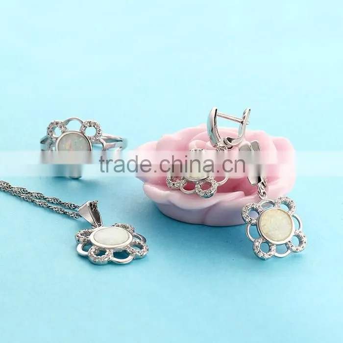 Opal Jewelry Hoop Earrings with White Stone Wholesale China SEI002W