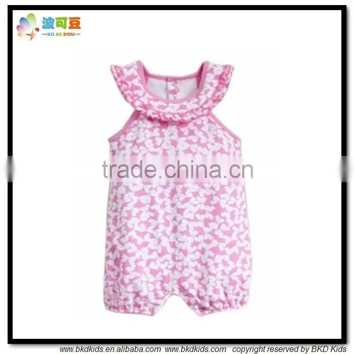 BKD Pink polka dots cotton baby romper for baby girls wear