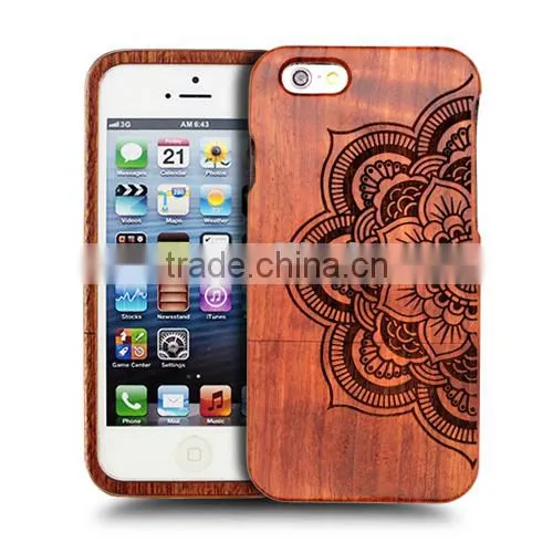 Good hand feeling Universal HOLY Engraving real rose wood two parts mobile cover for Iphone 6