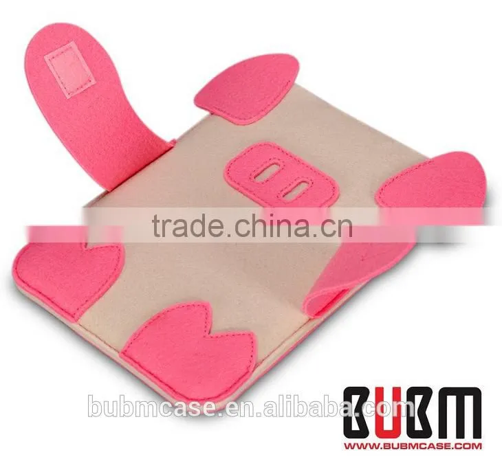 Red Color 9.7 inch Wool Felt Tablet Case Cute Cartoon Pig Bag Tablet Sleeve Tablet Pouch