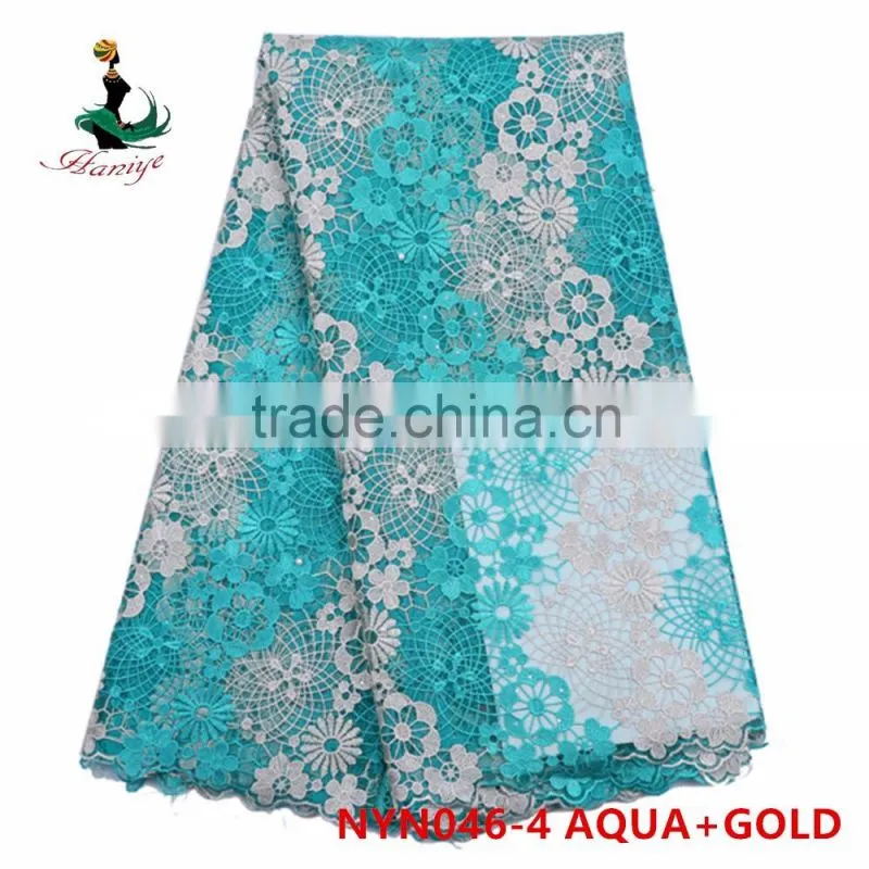 2016 Haniye Fashionable African embroidered net tulle lace fabric/tulle lace fabric/NYN46