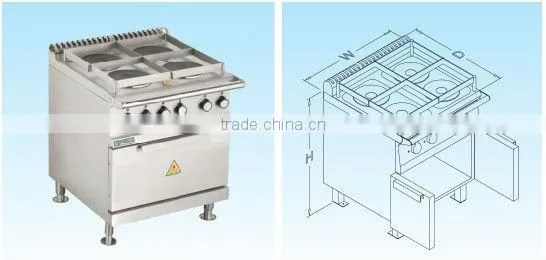 Marine Electric Cooking Range W/Oven (4 Round Hot Plates)