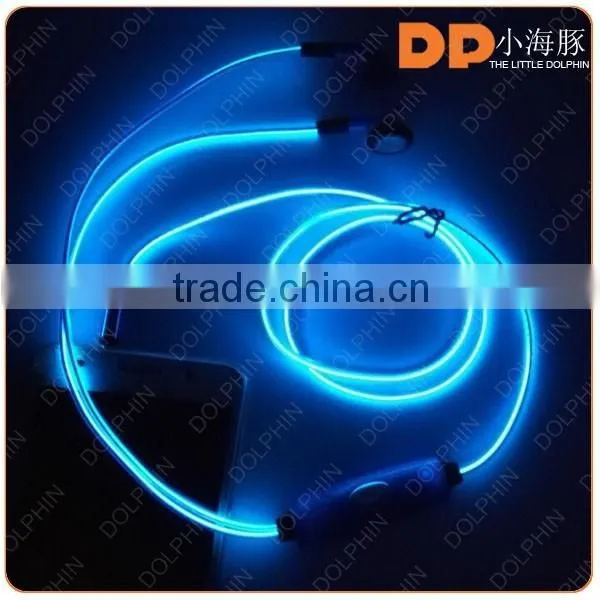 Factory EL earphone sound active earphone glow with the music EL earphone