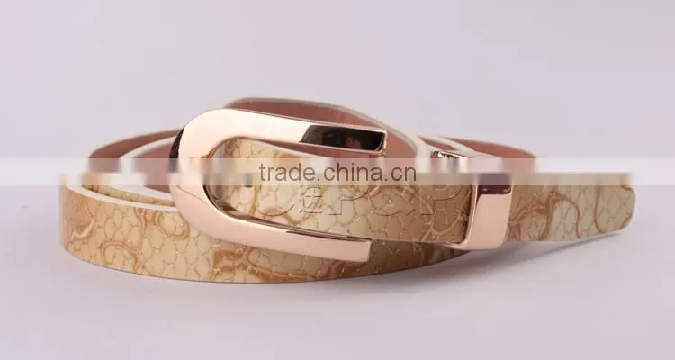 GuangZhou wholesale new style genuine leather belts for woman with golden buckles