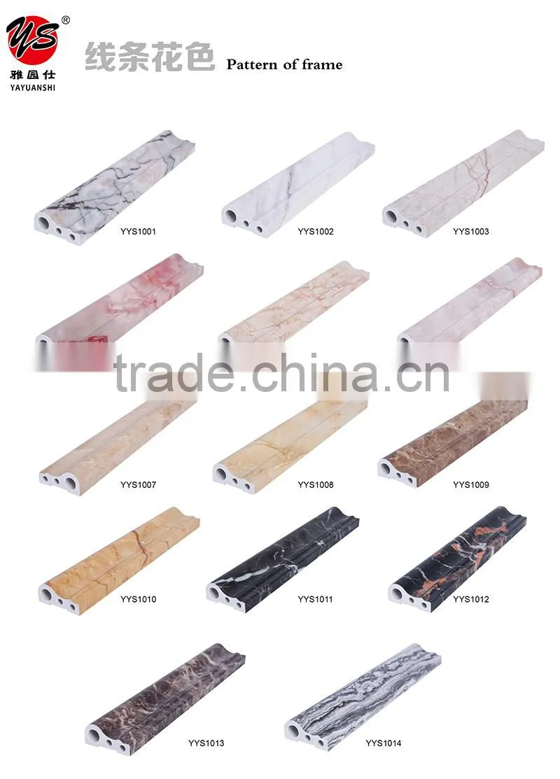5.1cm base cap marble design pvc moulding profile for uv panel