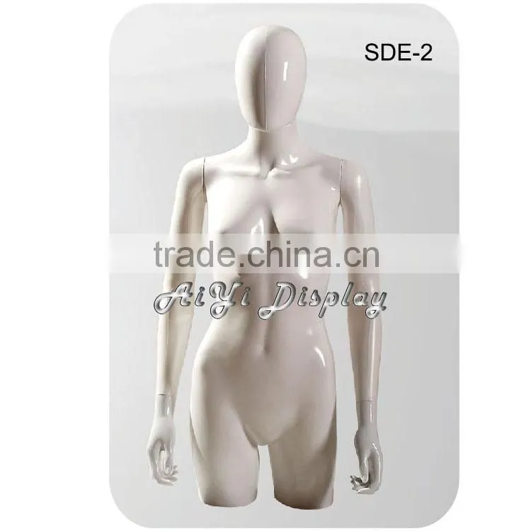 fashion form white glossy PP female wall decorations plastic 3/4 torso