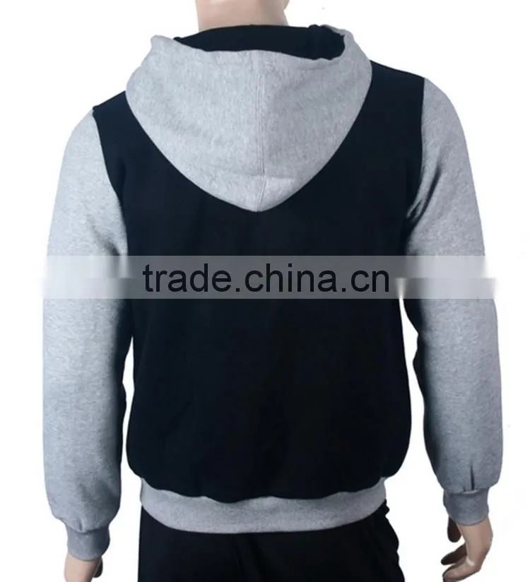 2015 Latest Design Zipper Up 100% Cotton Plain Hoodie