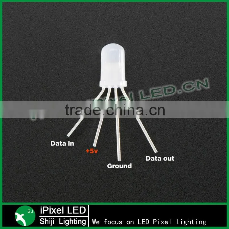 color mix straw hat 8mm rgb pixel led IC inside full color