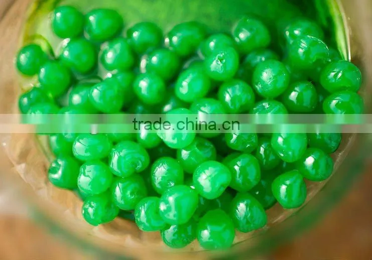 Sweet Canned Green Cherries without Stem
