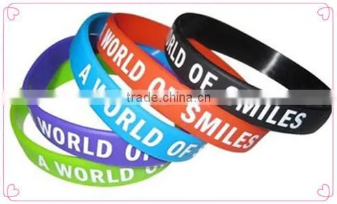 HOT Sale! Custom Design Colorful silicone wristband, best printed rubber wristband /bracelet