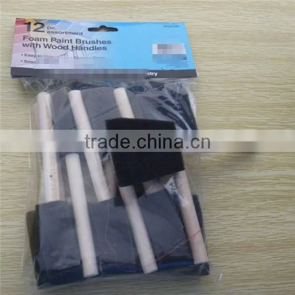 Plastic Wooden Handle Poly-brush Oil Painting Drawing Tools Artwork Stain Foam Roller Brush