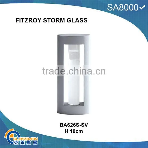 BAW0911 FITZROY STORM GLASS WITH WOOD BASE