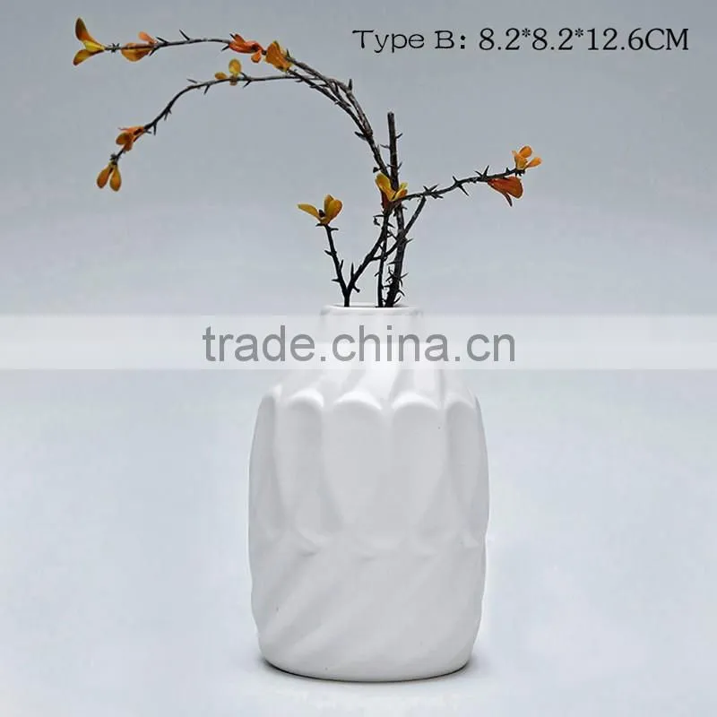 Various types home decoration hydroponics white flower ceramic vase