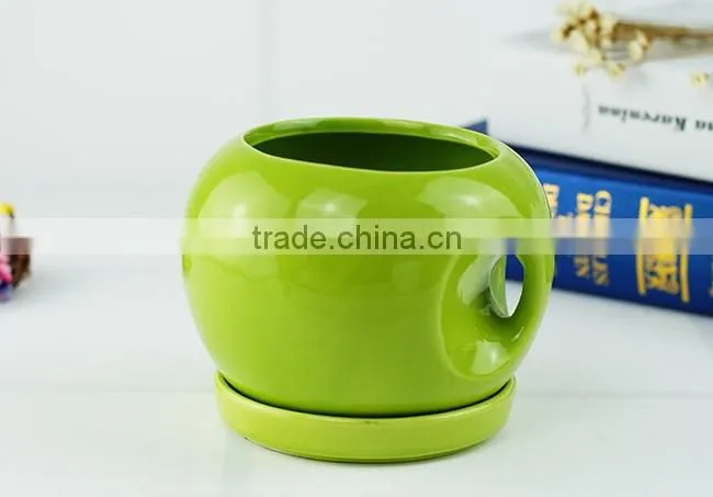New design colorful ceramic cup shaped flower pot