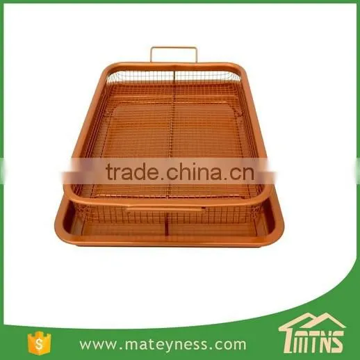 Air Fry Pan Set Gotham Steel Crispy Tray Copper Crisper