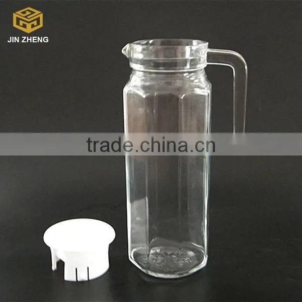 hexagonal hot drink cola water glass bottle with neck and plastic flap