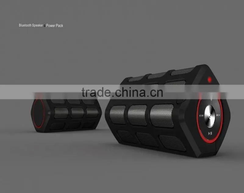2015new hot sell waterproof bluetooth speaker power bank 7800mAh