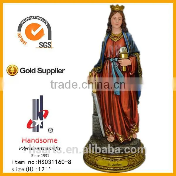 12"Resin Saint Barbara religious statue with resin base