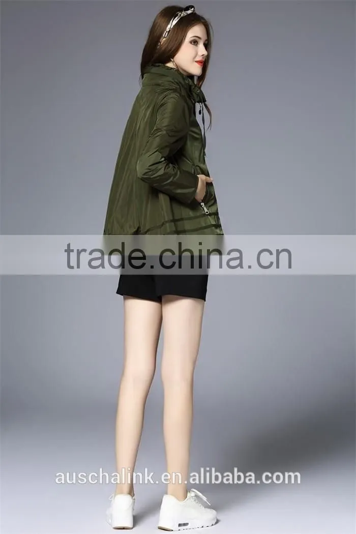 new style custom army green and navy nylon hoodie jacket cheap price
