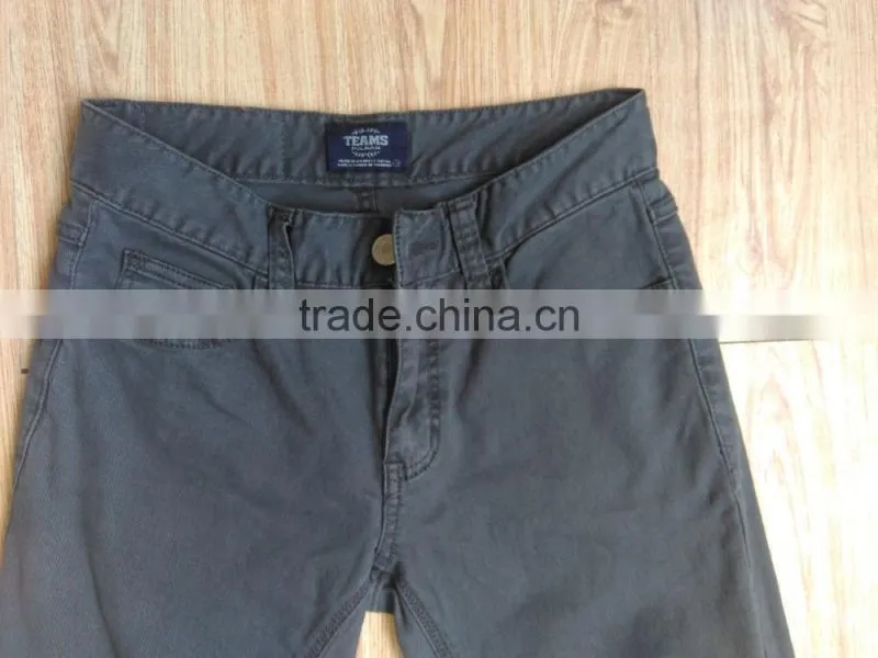 GZY stock lots 97% cotton 3% elastane fabric colored breathable pants for men