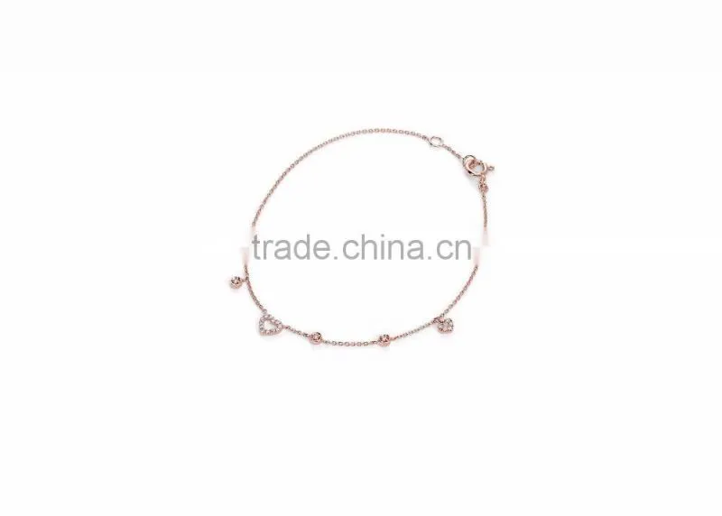 Gold Plated Fancy CZ Solitaire Heart Bracelet