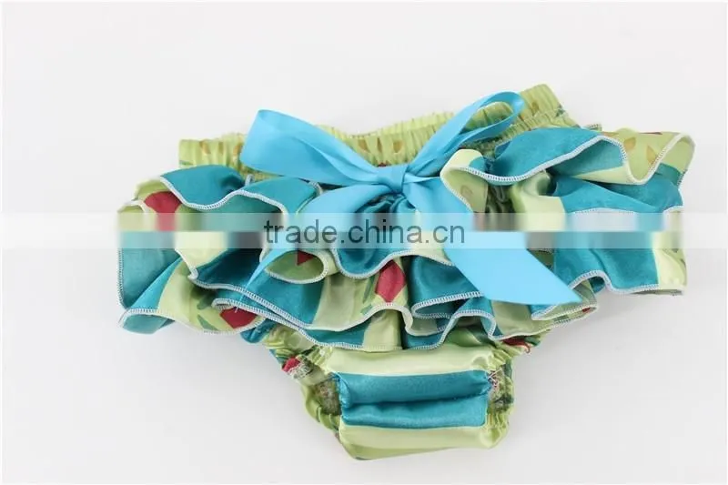 Blue Floral Printed Baby Underwear Ruffle Diaper Cover Infant Baby Bloomers