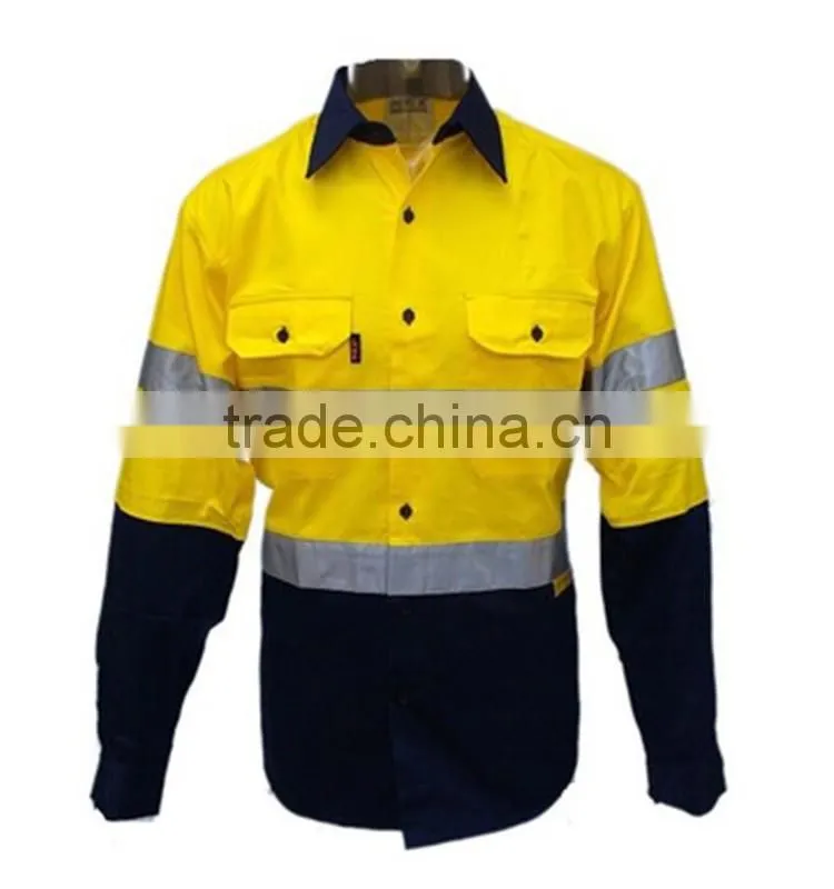 cheap wholesale safety workwear reflective stripe work uniform shirts