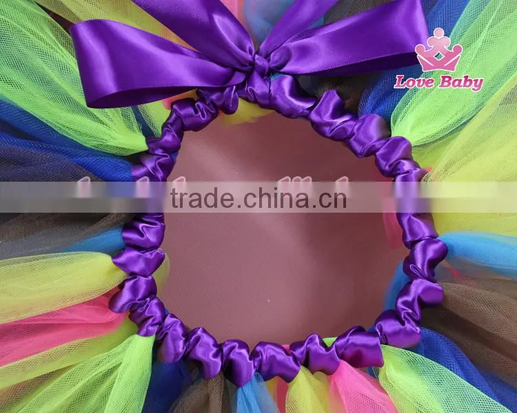 Rainbow Wholesale Princess Dance Girls Puffy Tulle Mini Skirt Baby Fluffy Ruffle Tutu Dress LBLSX-RT5066