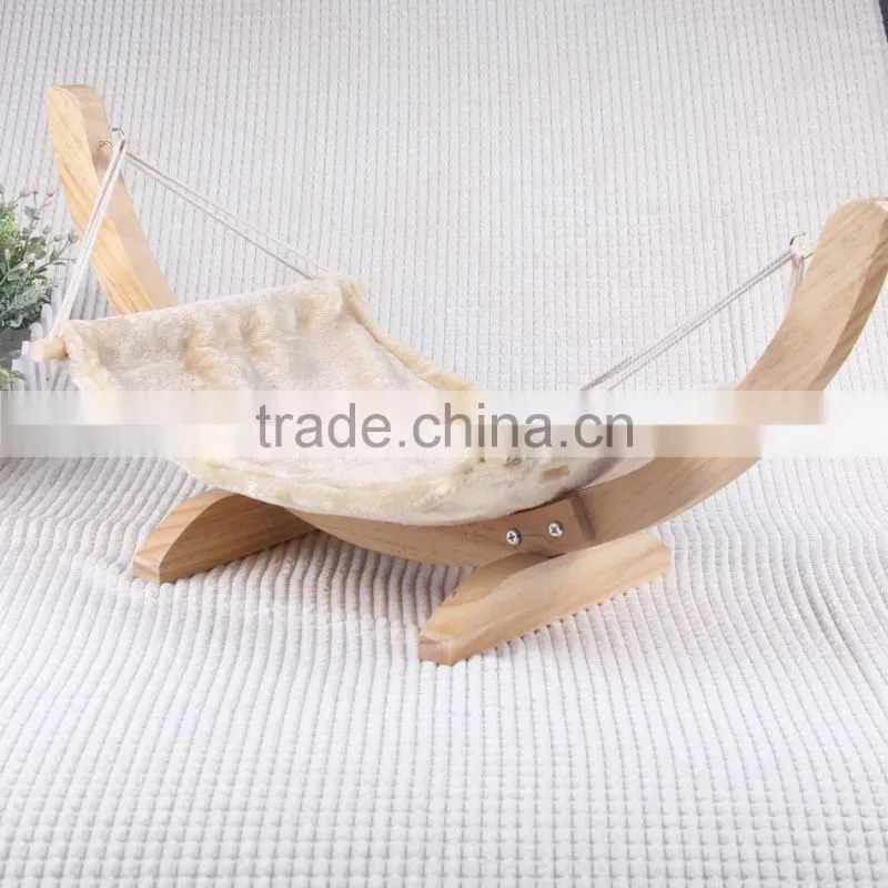 wooden Cat hammock with cushion soft pet bed durable