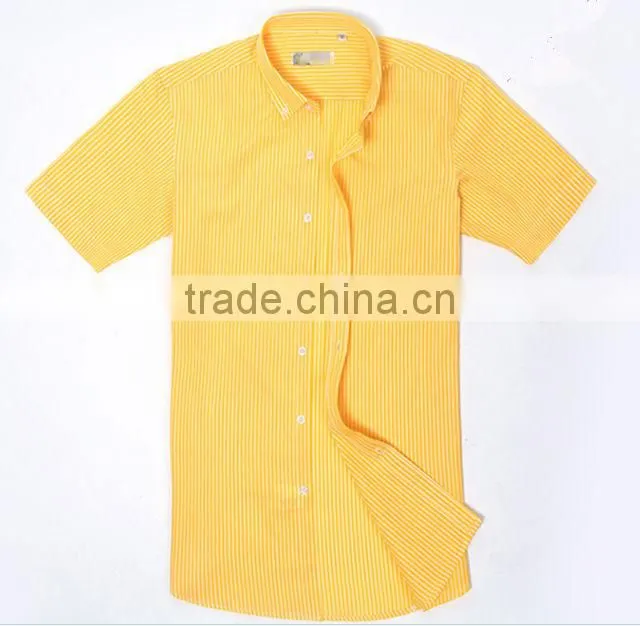 Latest design yellow stripe cotton Italian men casual shirt