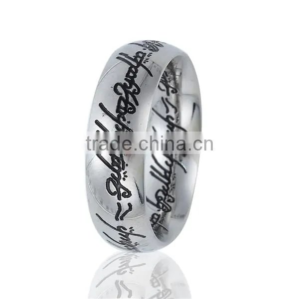 Titanium Steel Unadjustable Rings Antique Silver Message