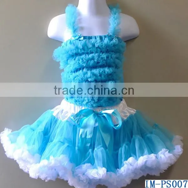 Boutique Wholesale Baby Girls White Top Pink Blue Lavender Tutu Skirt Costume Sets IM-PS001