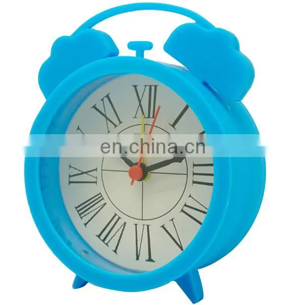 (S1411) twin bell home decoration round unique silicone alarm clock