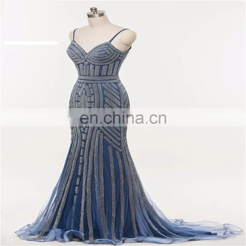 Robe De Soiree Evening Dresses Party Gold color Red Royal Blue Tulle Crystal Occasion Formal Women Prom Dress Long