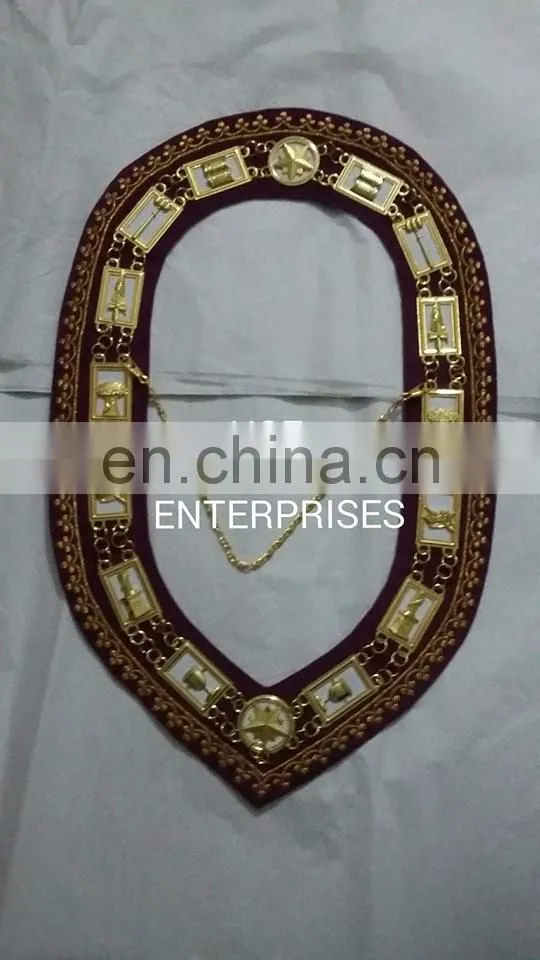 MASONIC REGALIA OES ORDER OF EASTERN STAR GOLDEN METAL CHAIN COLLAR