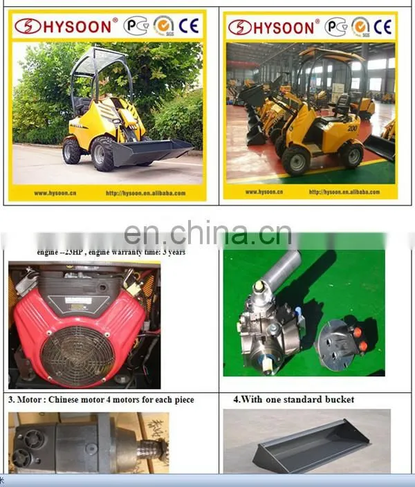 HYSOON modern agricultural mini wheel loader with lots of attachments