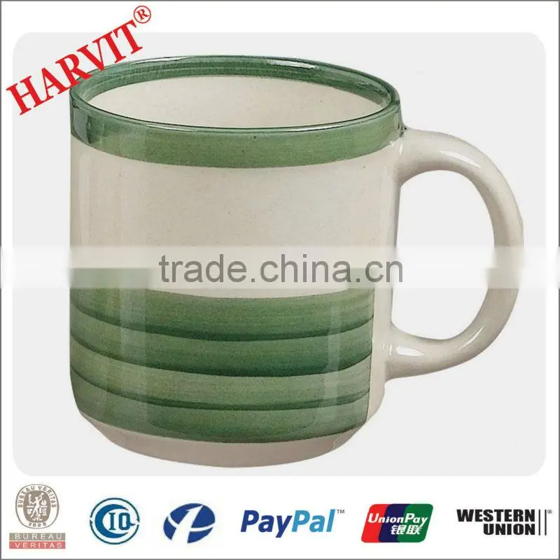 8 Ounce Ceramic Mug with Yellow Hand Printing