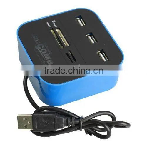3 port usb hub and card reader combo for computer promotion gift