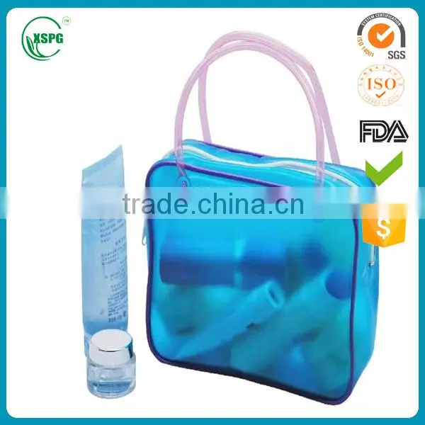 soft standing pvc vinyl zipper tote cosmetic bag
