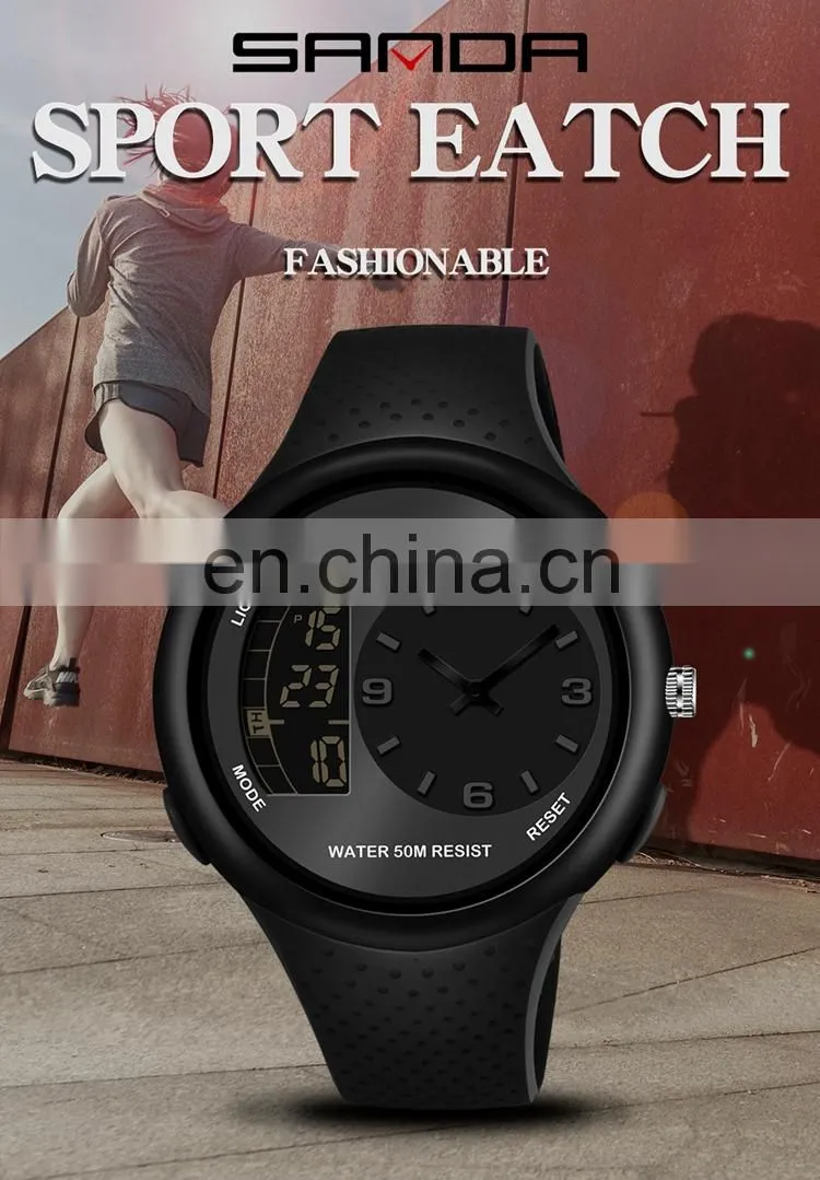 SANDA 763 Men boys sport latest silicone strap quartz analog waterproof cheap digital watch