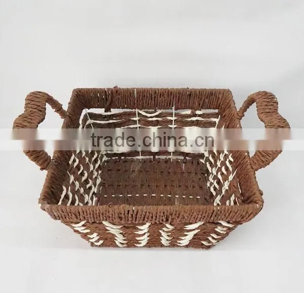 square shape paper rope handmade basket
