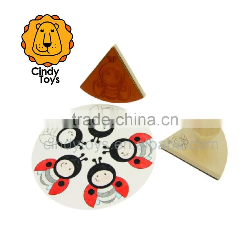 Wooden Mandala Stamps Funny Lnsects 5 pcs for Kids